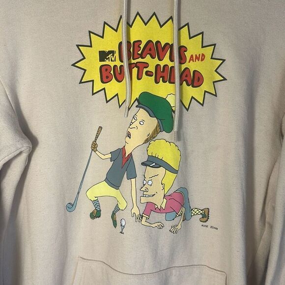 Vintage Logo Fleece Hoodie Sweatshirt Unisex Beavis and Butt-head Retro Novelty - Picture 2 of 8